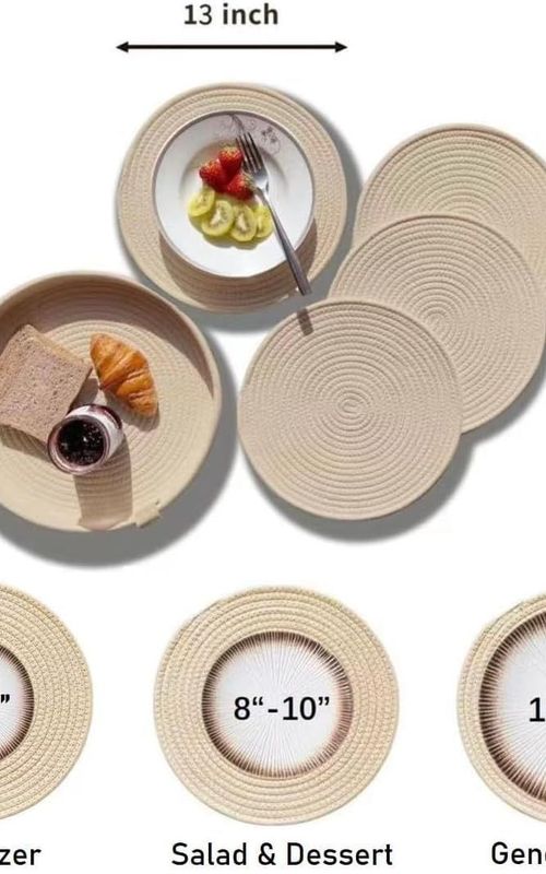 AIESY® Beautiful Round Woven Cotton Rope Placemats Set
