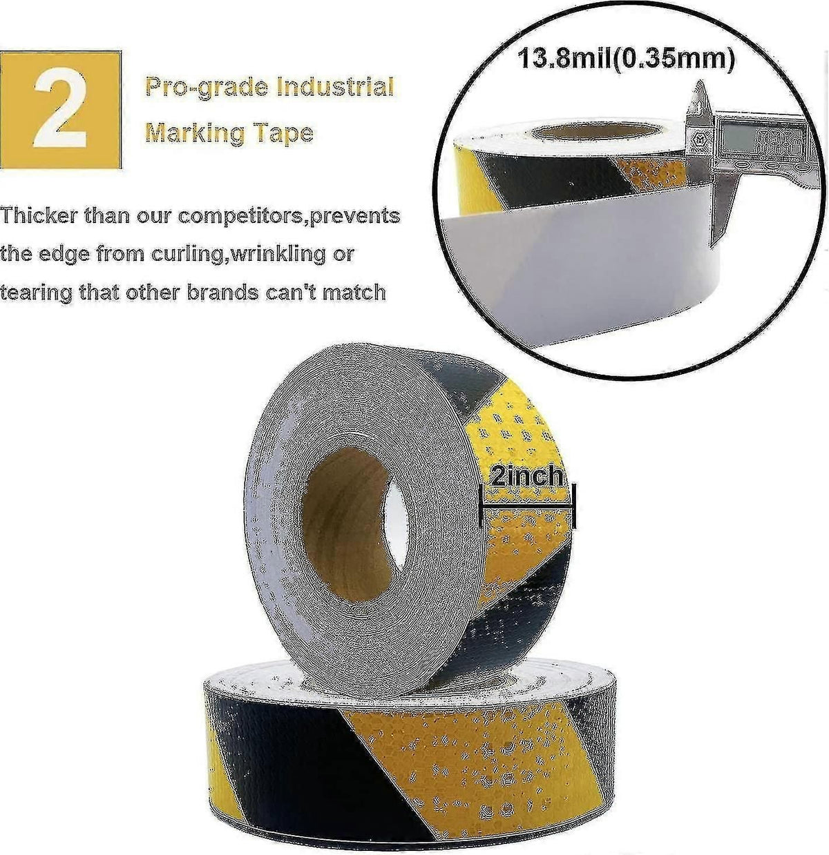 Waterproof Reflective Safety Tape Roll 5cm*25m Yellow Black Striped Floor Marking Tape Hazard Caution Warning Tape Auto Truck Self-adhesive Safety Sti zxin