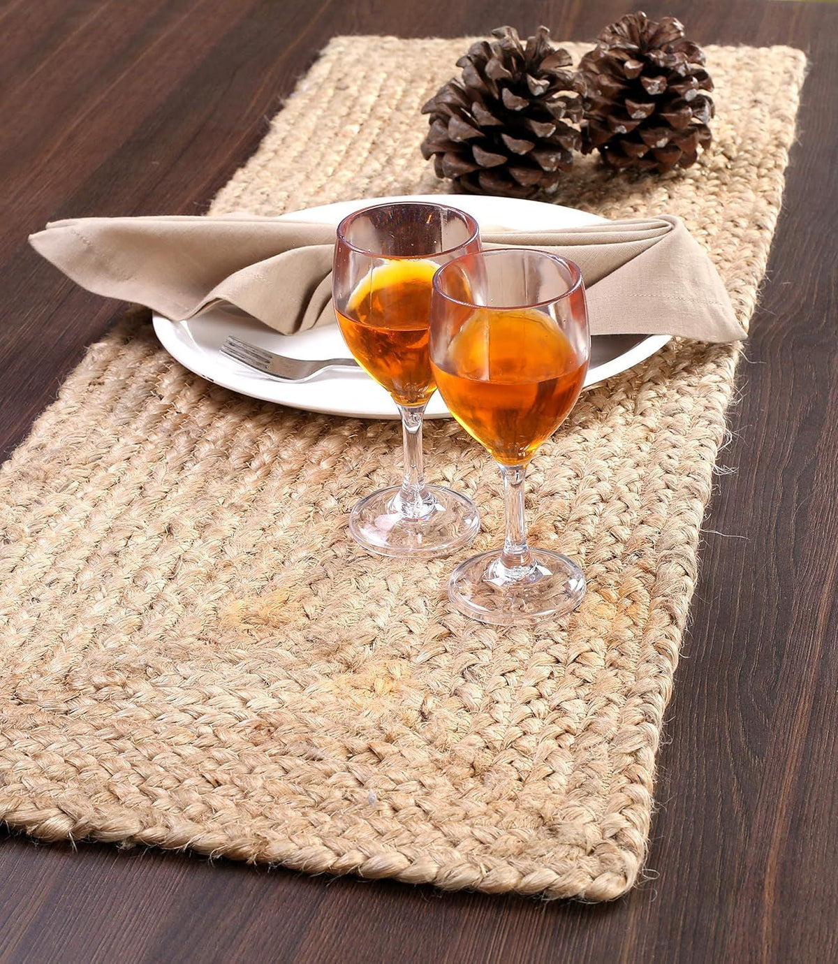 Live Beautiful ! Heat Resistant Natural Jute Braided Dining Table Runner Rustic Farmhouse Decor (Beige13X36 inch)