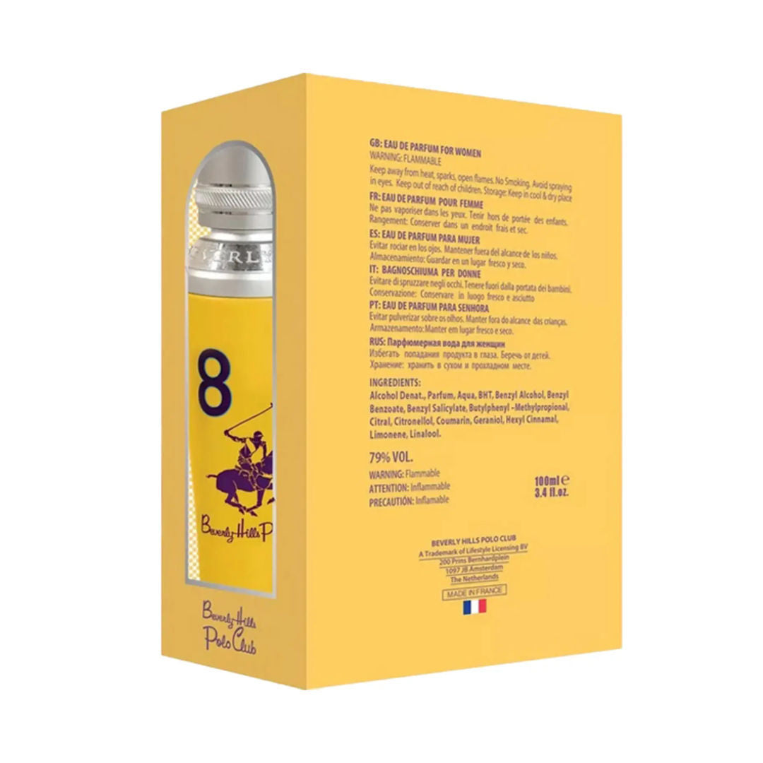 Beverly Hills Polo Club No. 8 Eau de Parfum for Women, 100ml - Makasib Offer