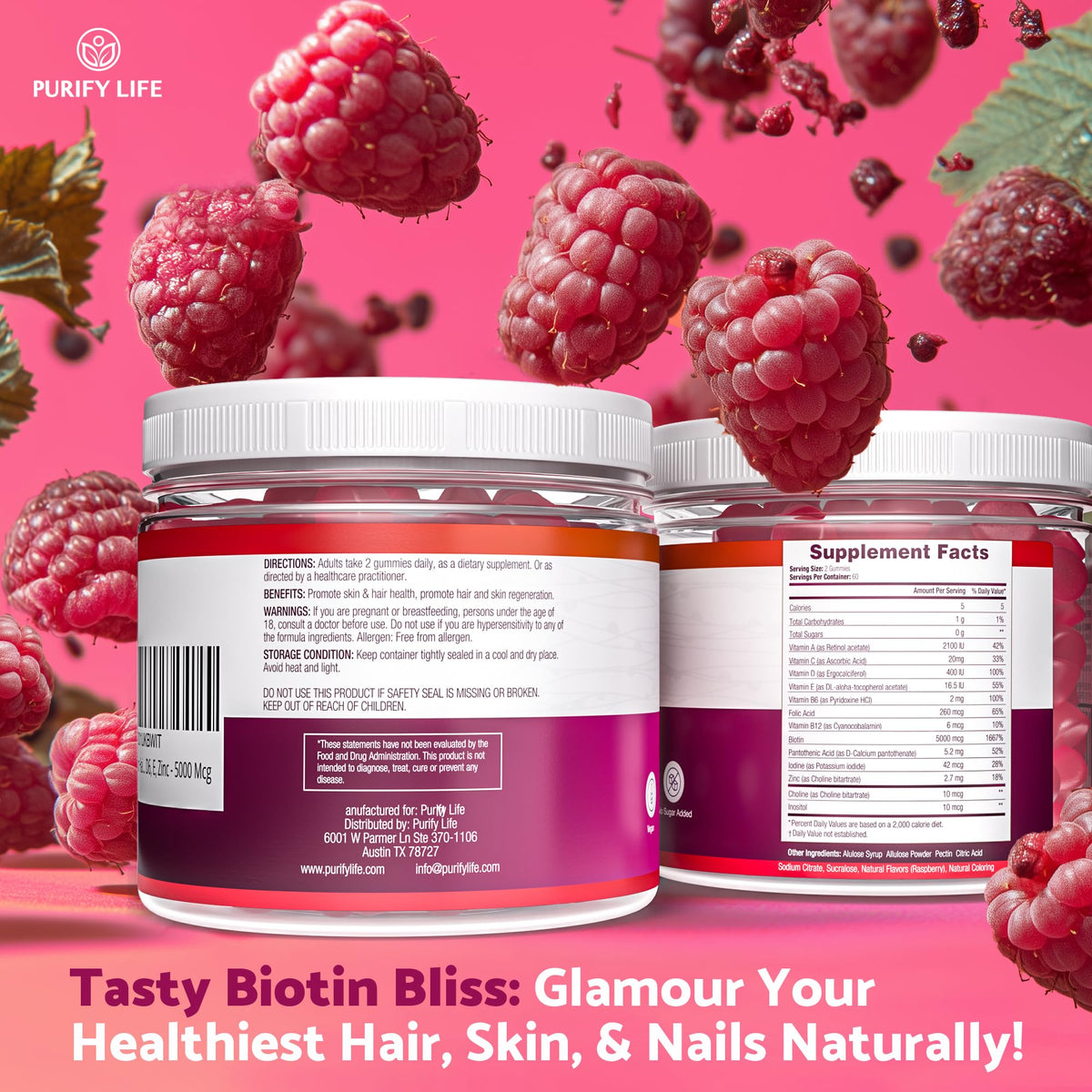 Purify Life Sugar-Free Biotin Gummies 120