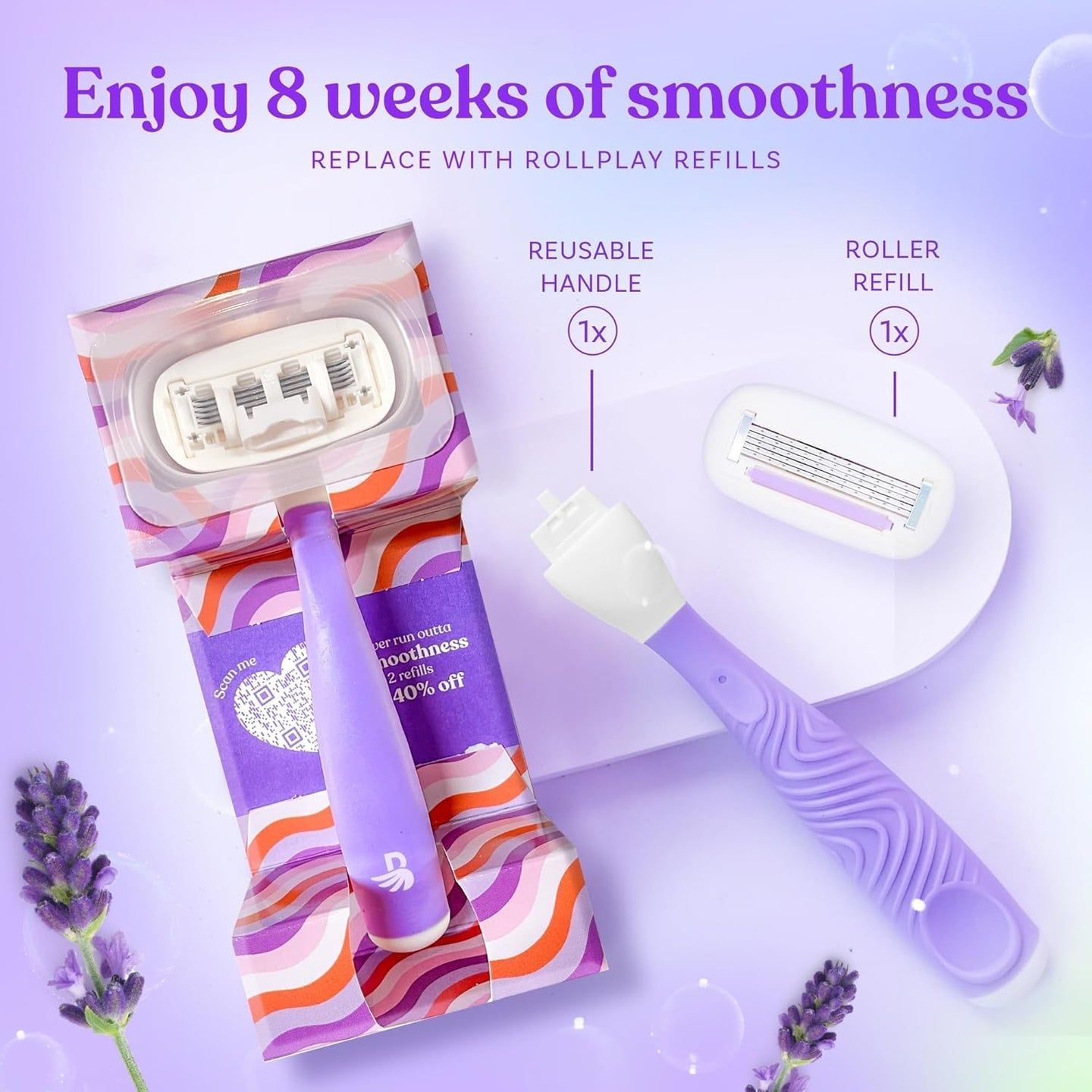 Bombae Rollplay Glow System Women's Razor (White and Purple)