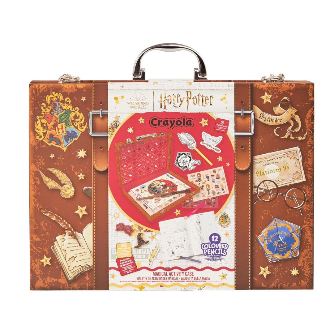 Crayola Harry Potter Magic Briefcase Creative Set With 30 Activity Sheets, Velvet Art, Stickers, Mini Pencils And Magic Wand, Paperback