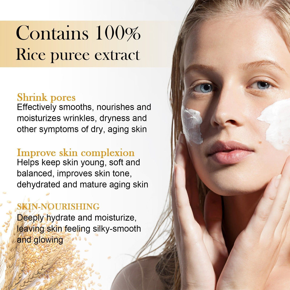 Rice Extract Moisturizing Cream, Soft Firming, Hydrates, Smooths, Anti-Aging ,30g