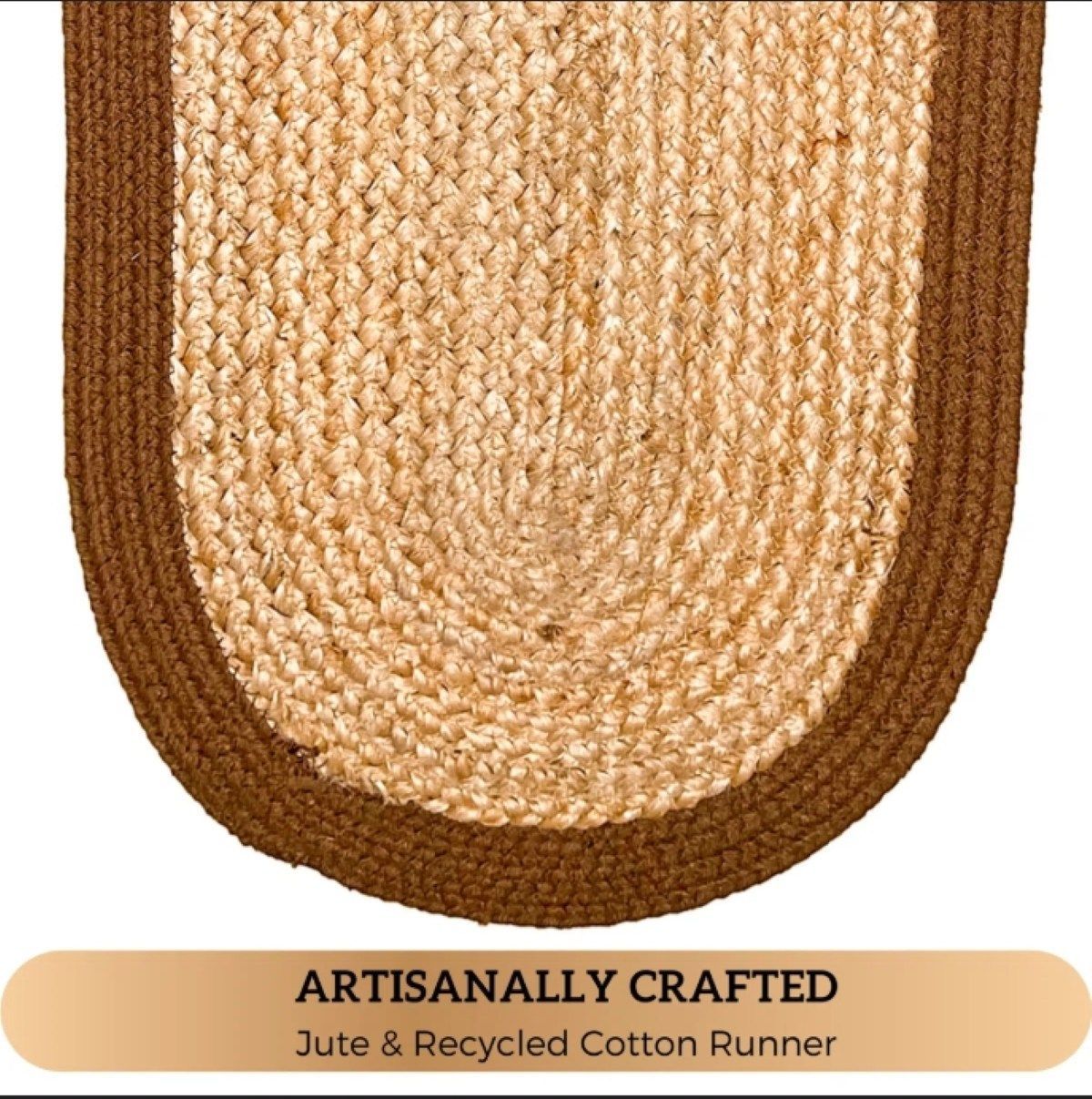 Heat Resistant Natural Jute Braided Dining Table Runner Rustic Farmhouse Decor Beige/Brown 13X36 Inch Oval