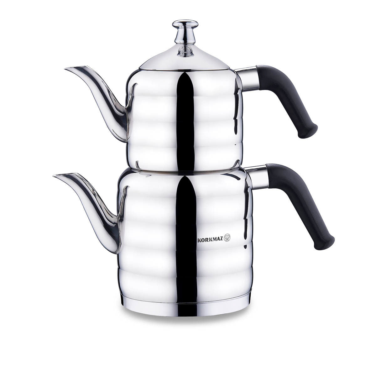 Korkmaz Mina Maxi Tea Pot Set, Stainless Steel, 2 Liter Capacity, A036