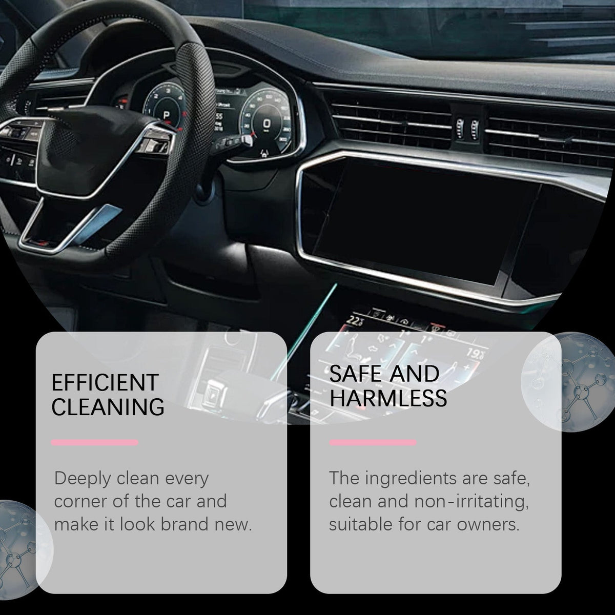 Car Interior Cleaner, Deep Cleaning, Eco-Friendly, Non-Irritating, Restores Shine ,120ml