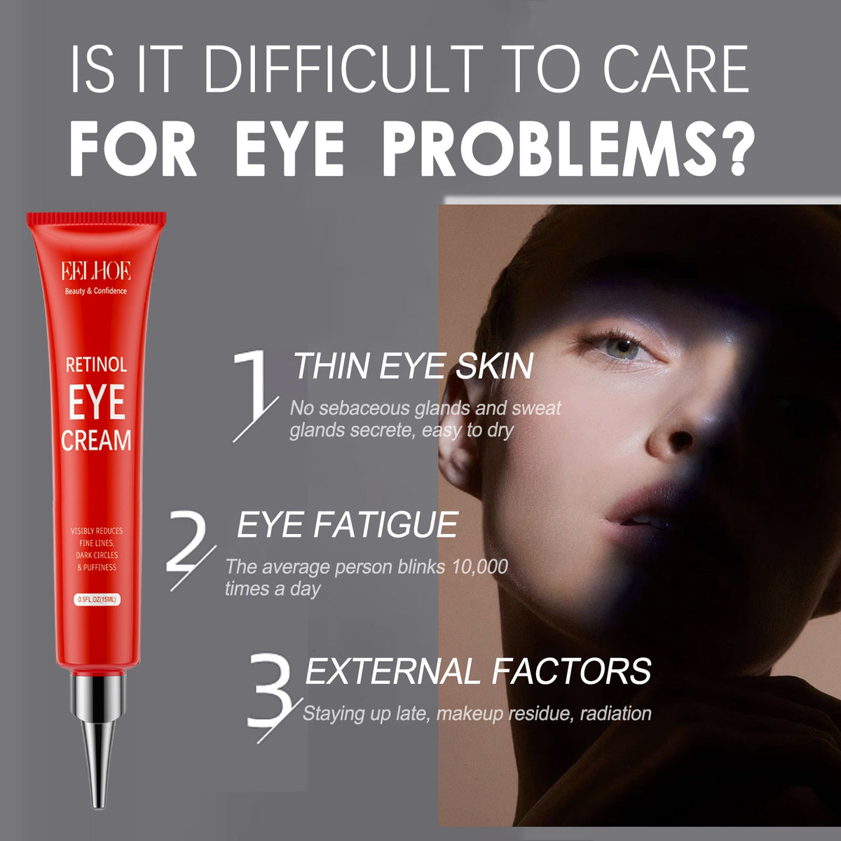 Retinol Eye Cream, Fade Fine Lines, Anti-Aging, Moisturize, Tighten Skin ,15ml