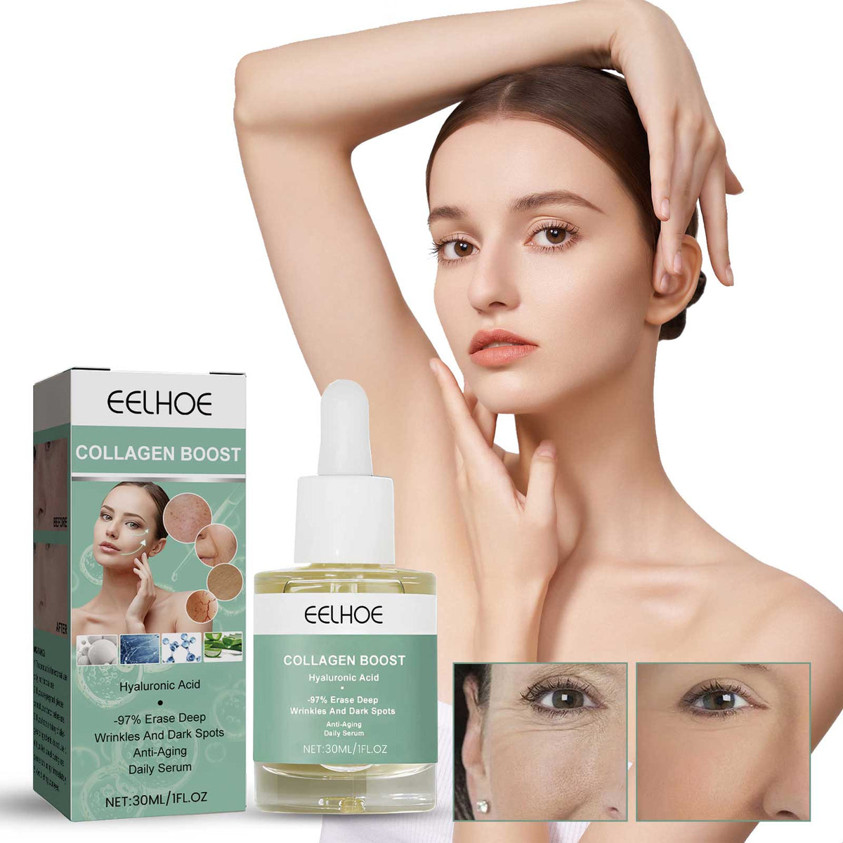 Deep Curing Collagen Essence, Fade Wrinkles, Hydrate, Brighten Skin, Anti-Aging ,30ml