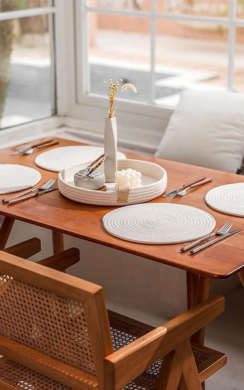AIESY® Beautiful Round Woven Cotton Rope Placemats Set