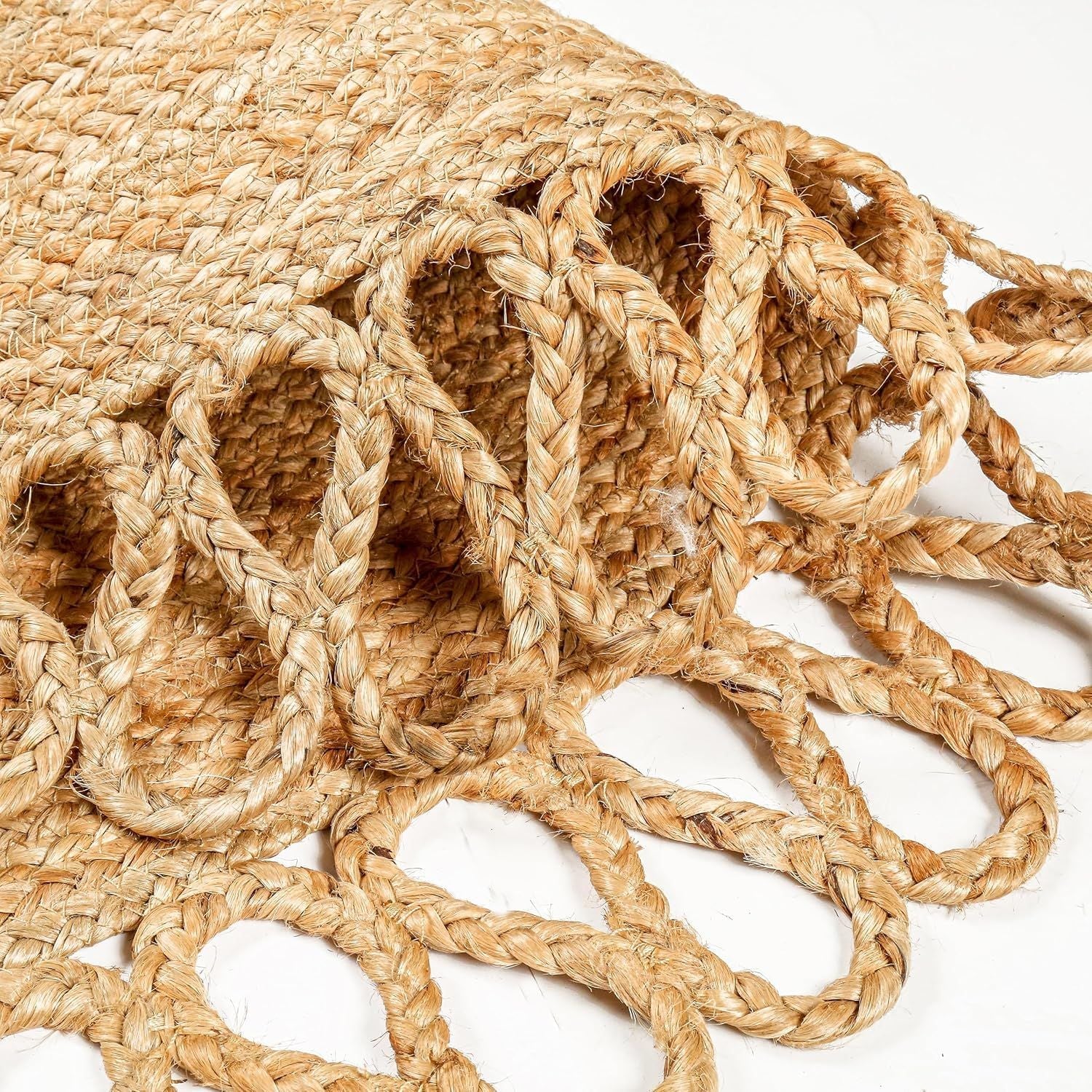 Natural Round Jute Rug with Loop Fringe | Handmade Eco-Friendly Area Rug