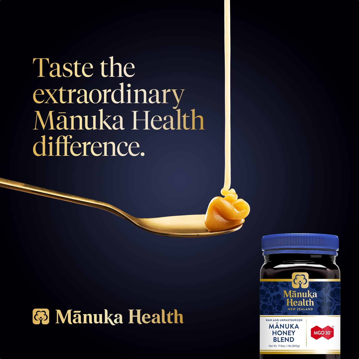 MANUKA HEALTH - MGO 30+ Manuka Honey Blend, 100% Pure New Zealand Honey, 500 g