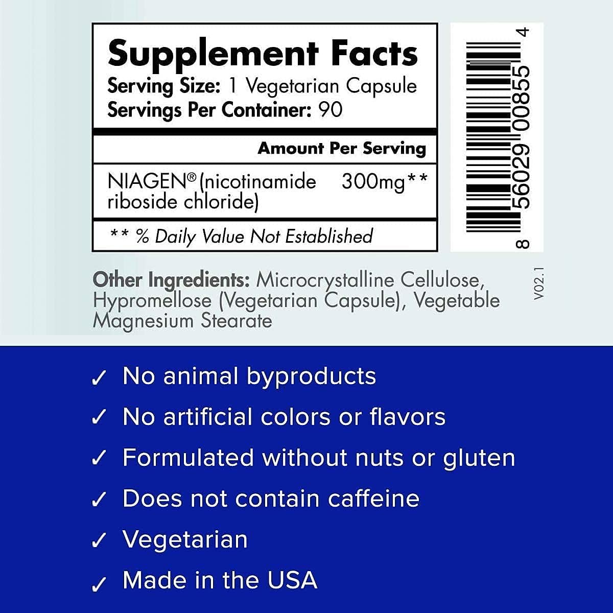 TruNiagen 2x 90ct/300mg Multi Award Winning Patented NAD+ Boosting Supplement - More Efficient Than NMN - Nicotinamide Riboside for Cellular Energy Metabolism & Repair. Vitality, Muscle Health, Healthy Aging
