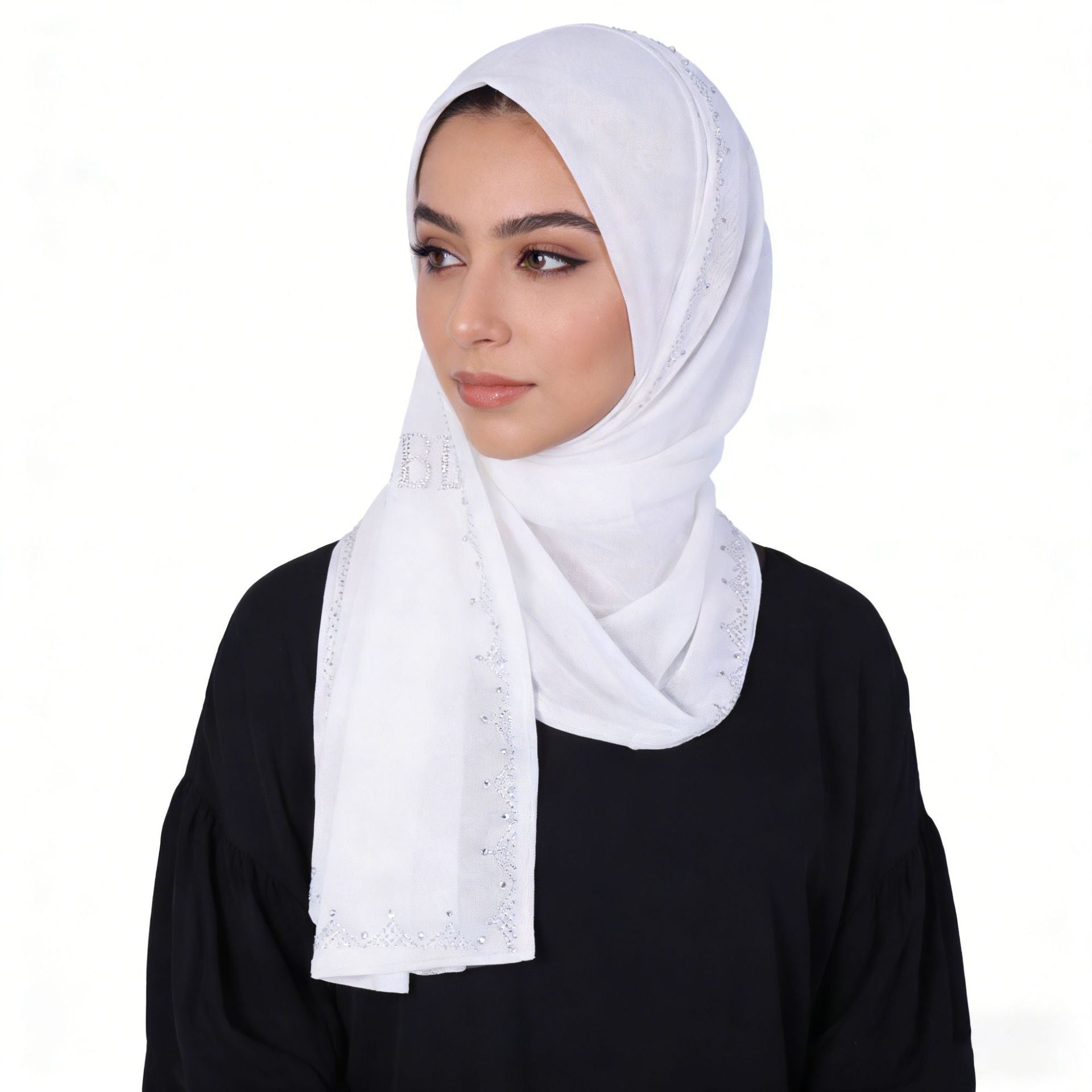 Rhinestone Chiffon Instant Hijab Scarf for Women
