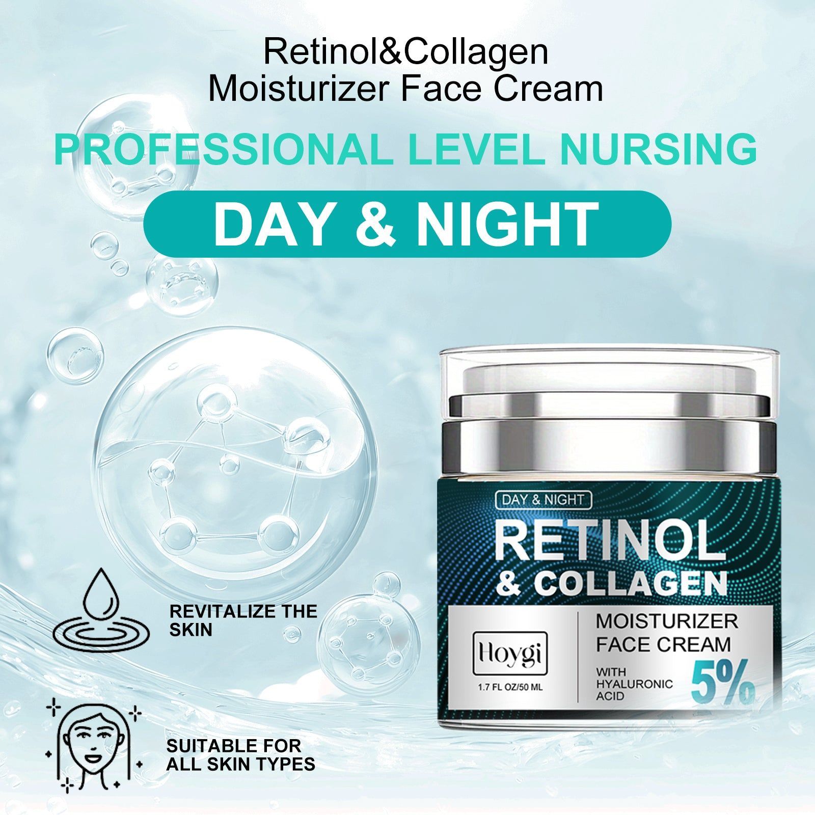 Retinol Brightening Cream for Sensitive Skin, Nourishing, Hydrating, Anti-Aging ,50ml