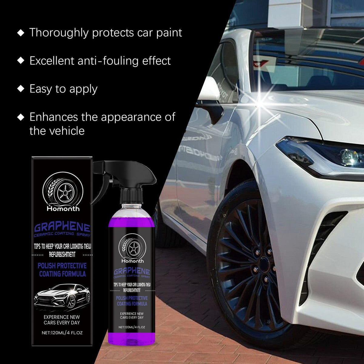 Automobile Coating Spray, Waterproof, Anti-Fog, UV Protection, Nano Gloss Finish ,120ml