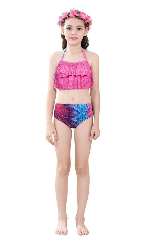 3pcs Set Girls Mermaid Tail Swimwear Beach Bikini Swimming Dress Princess Costume