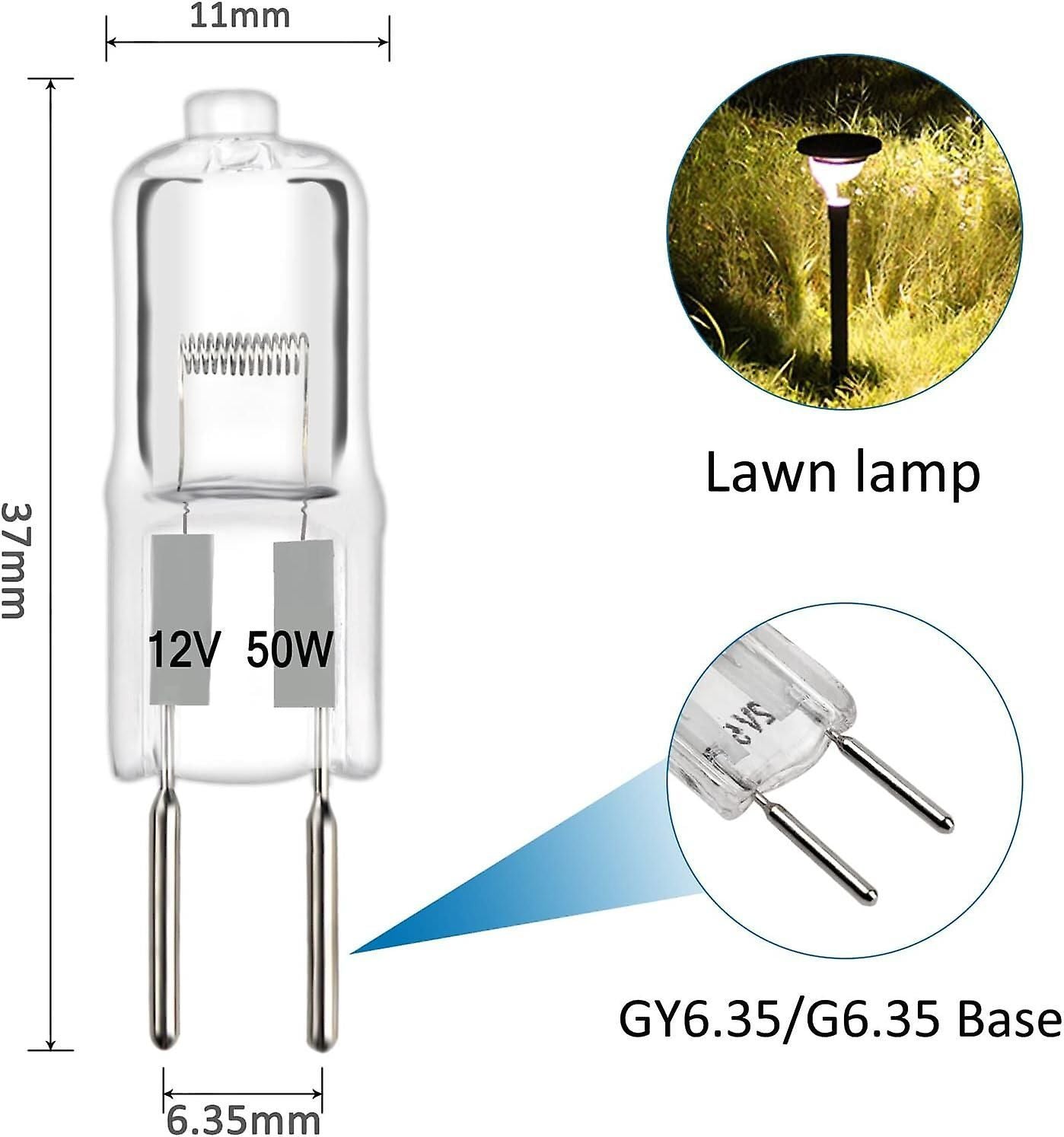 G6.35 Halogen Light Bulbs 2 Pin 12v 50w Dimmable, 650lm Warm White 2700k, Gy6.35 Halogen Capsule Bulb, For Chandeliers, Track Ligh