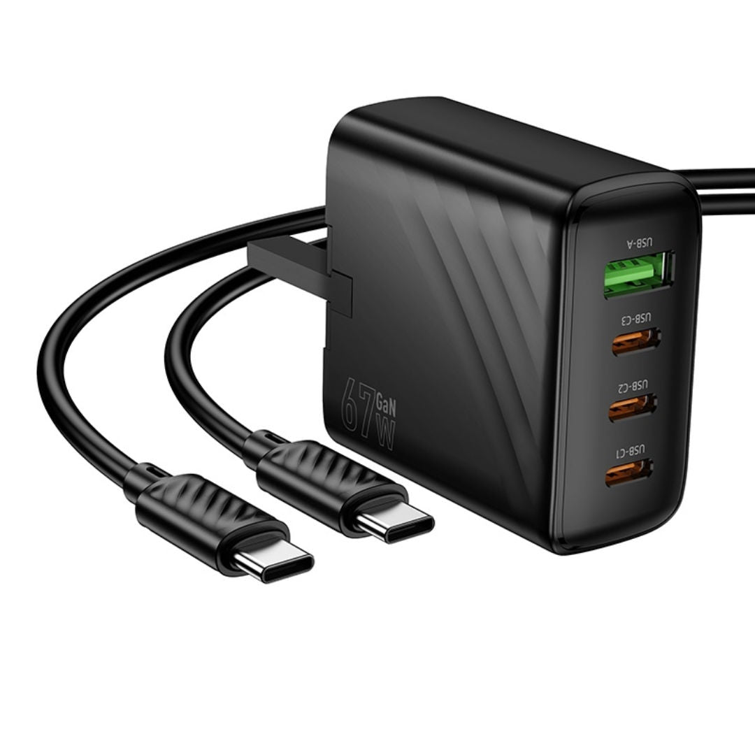 Hoco CS27B Supply PD67W 3C1A Charger with 1m C to C Cable, Black