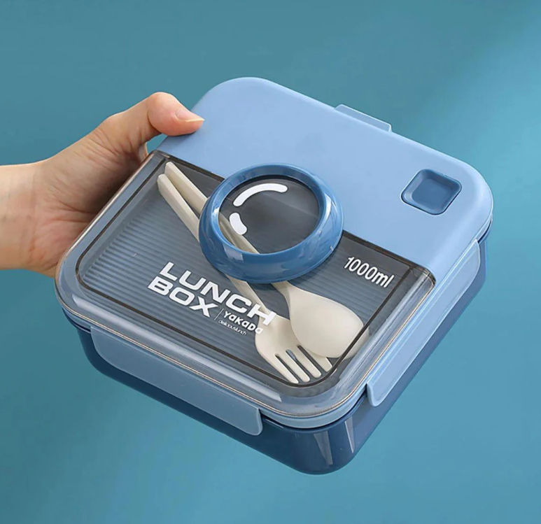Twisoo Plastic Lunch Box with Cutlery Set, Blue, LBP-008