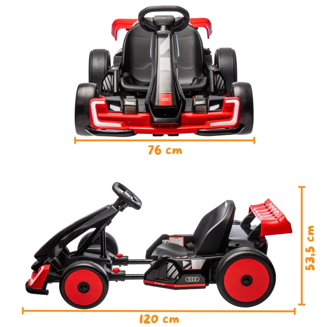 Audi Sport Drifting Ride-On Go Kart, 24V, Red, For Ages 4+ Years to 12+ Years