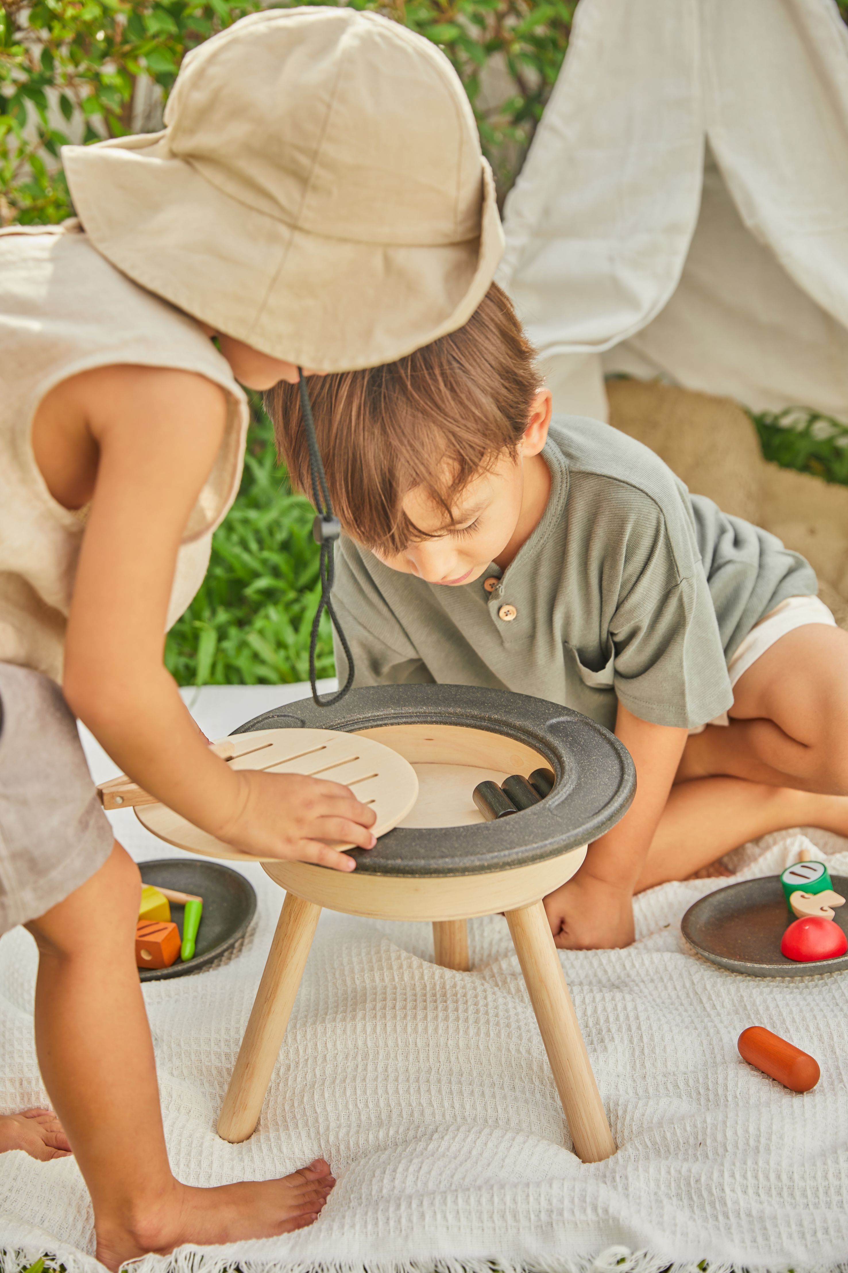 PlanToys BBQ Playset — Wooden Pretend Play Set