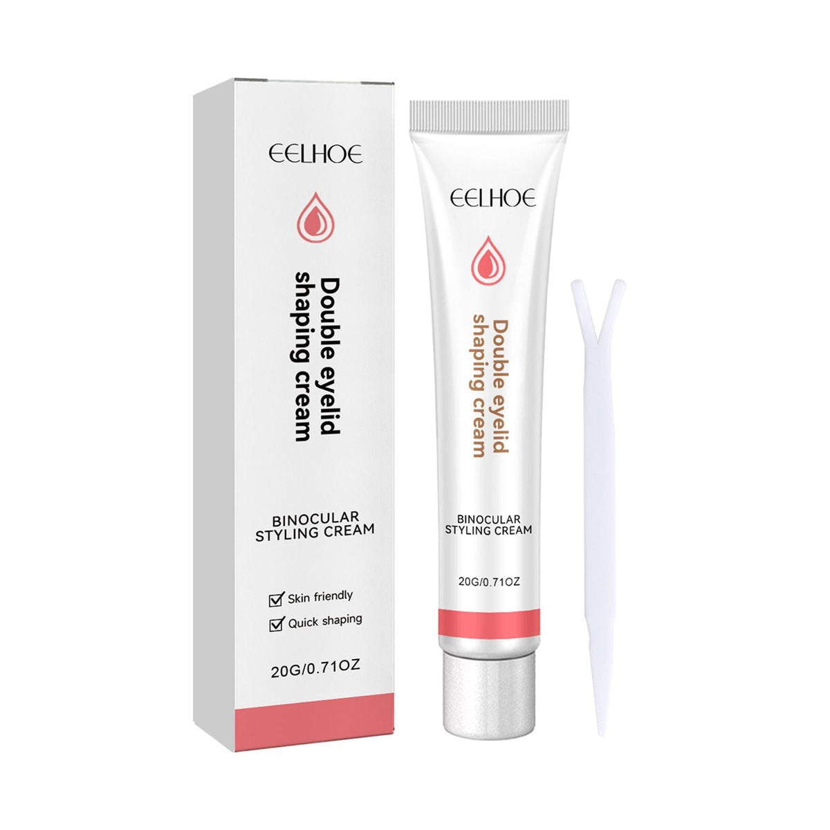 EELHOE Double Eyelid Shaping Cream, Long-Lasting Invisible Eyelid Styling Cream, 20g with Y-shaped Fork, Natural Moisturizing Eyelid Lift for Charming Eyes