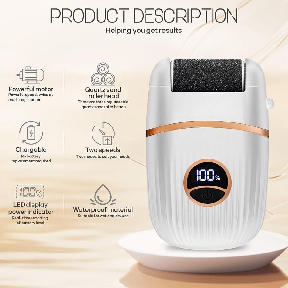 USB Electric Foot Callus Remover with 3 Heads Pedicure Tool
