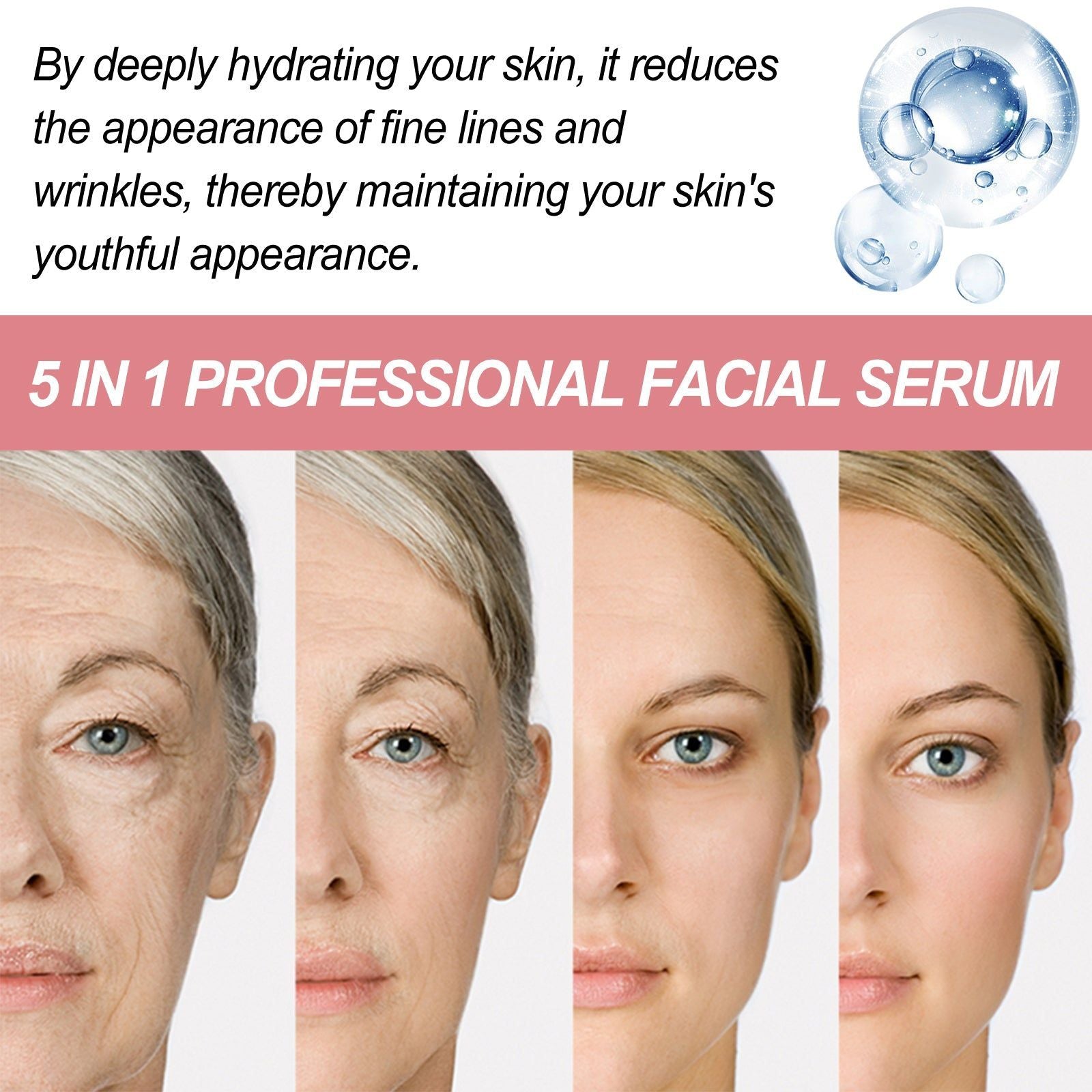 5 in 1 Face Serum, Moisturizing and Firming Skin Care, Anti-Aging, Brightening, Wrinkle Repair ,30ml