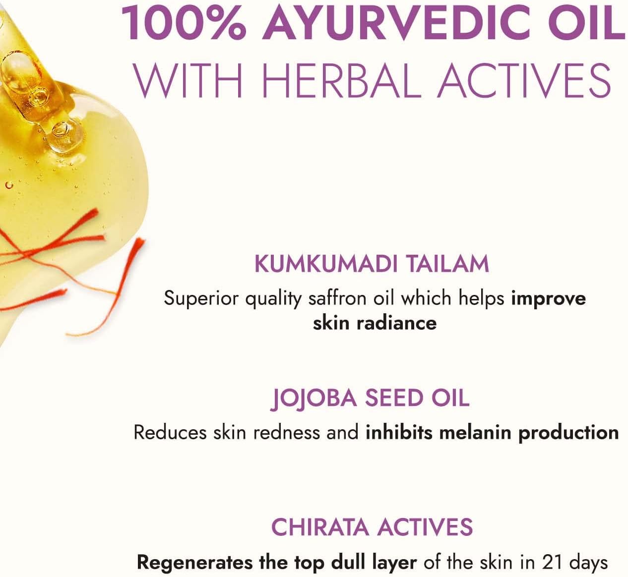 Kapiva Kumkumadi Glow Face Oil (30 ml) | For Glowing Skin | Helps Reduce Dark Spots & Pigmentation | Kumkumadi Tailam