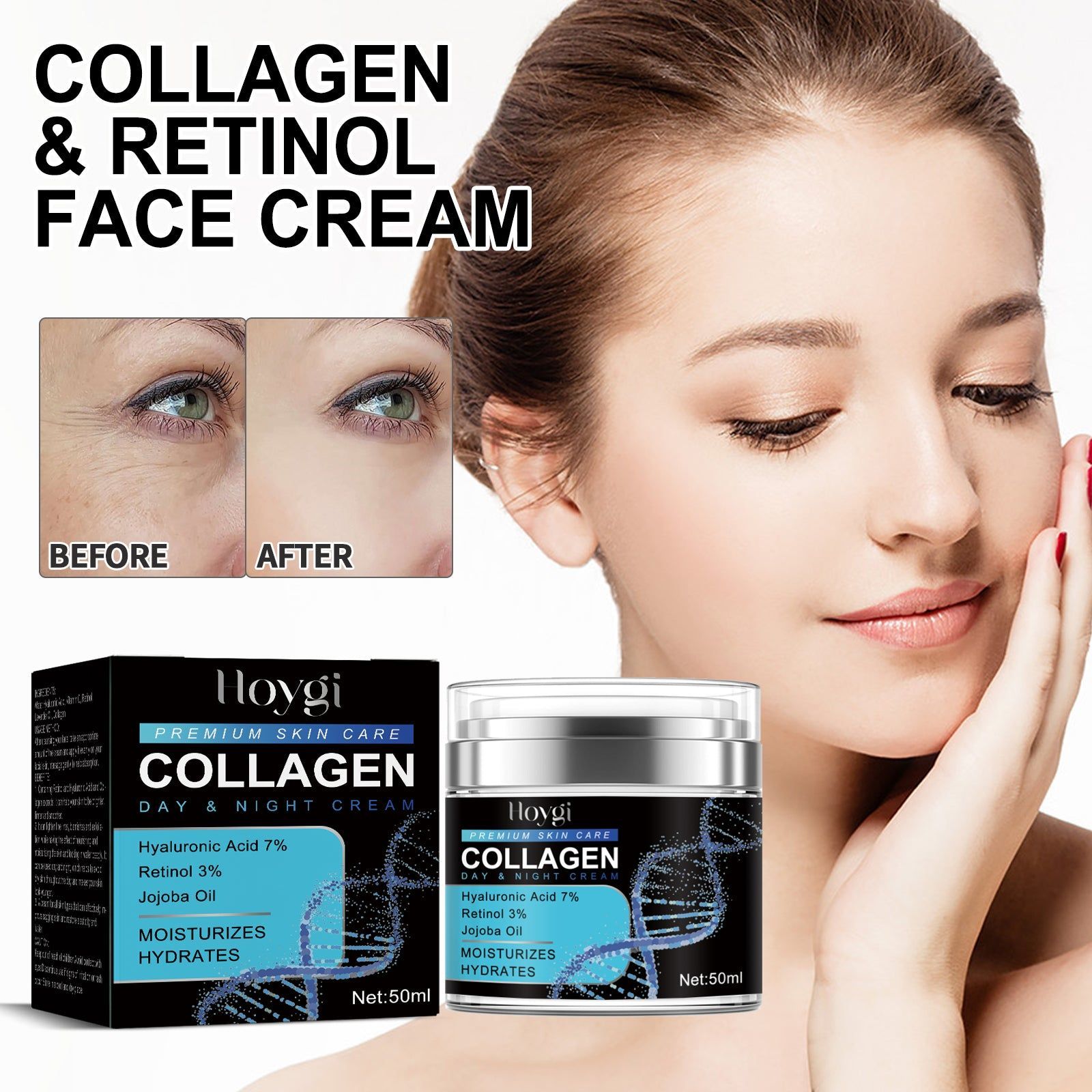 Collagen Anti-Wrinkle Day & Night Cream, Firming, Anti-Aging, Moisturizing, Fine Lines Treatment ,50ml