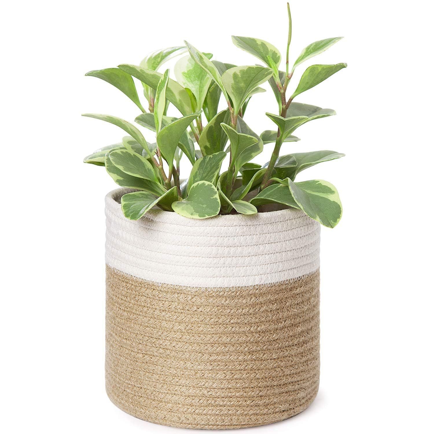 1Pcs Mini Woven Jute Cotton Rope Plant Storage Basket
