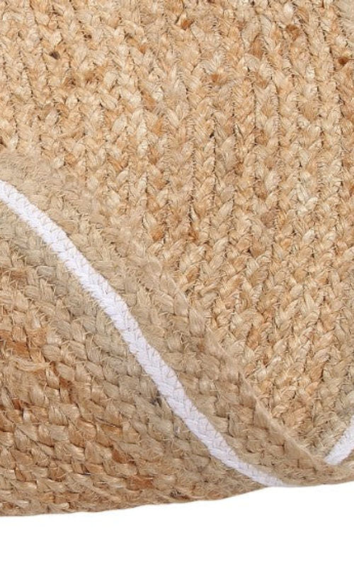 Natural Jute Area Rug with Black Center & White Border | Handmade Eco-Friendly Floor Carpet for Living Room, Bedroom & Entryway