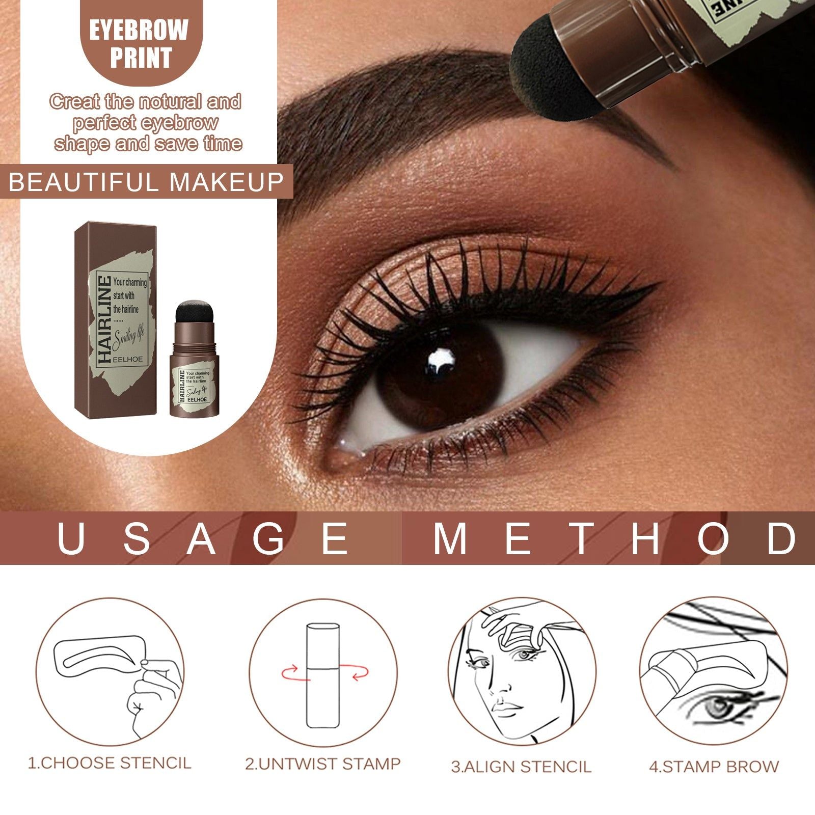 Brow Print Eyebrow Kit, Natural Hairline & Brow Enhancement, Quick & Easy Makeup ,1pcs