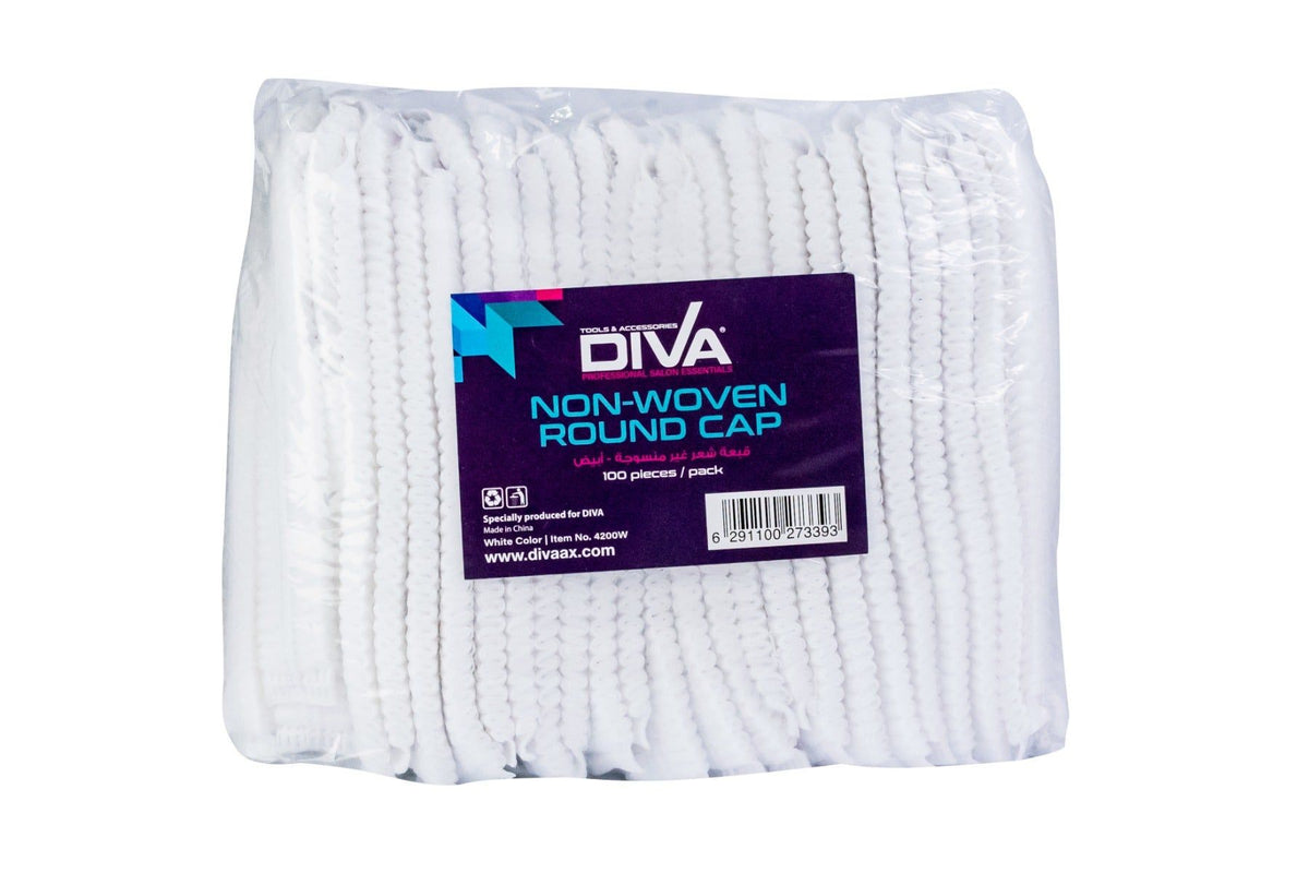 Diva Disposable Cap Nonwoven Round, 100-Pieces Per Pack