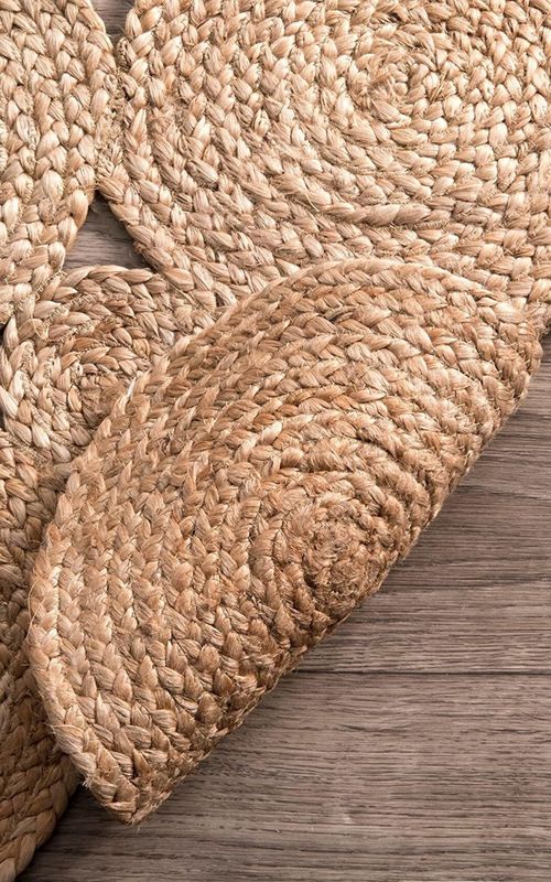 Handcrafted Natural Jute Area Rug | Textured Braided Floor Carpet for Living Room, Bedroom & Home Décor