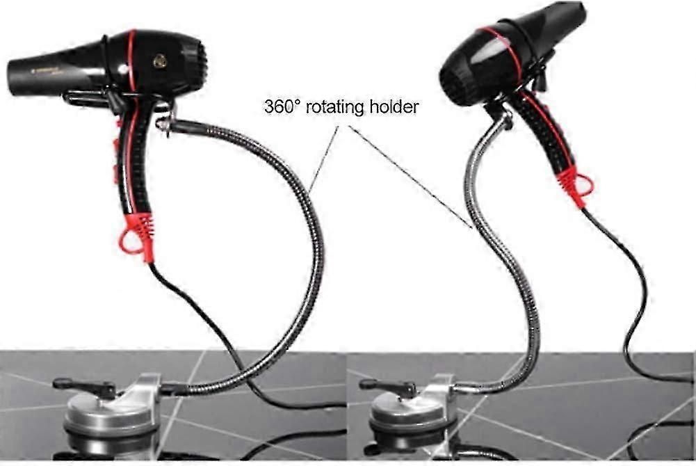 360° Rotatable Hair Dryer Holder with Adjustable Bracket, Hands-Free Wall Mount Stand for Blow Dryers, Strong Clamp for Bathroom Organization