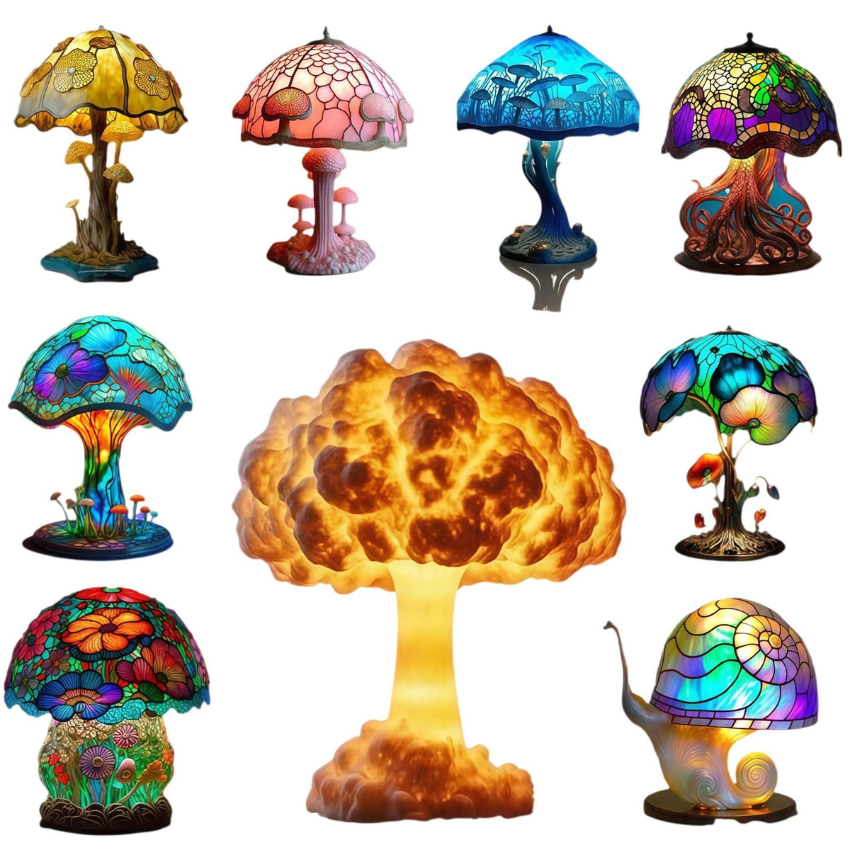 Stained Glass Mushroom Octopus Table Lamp