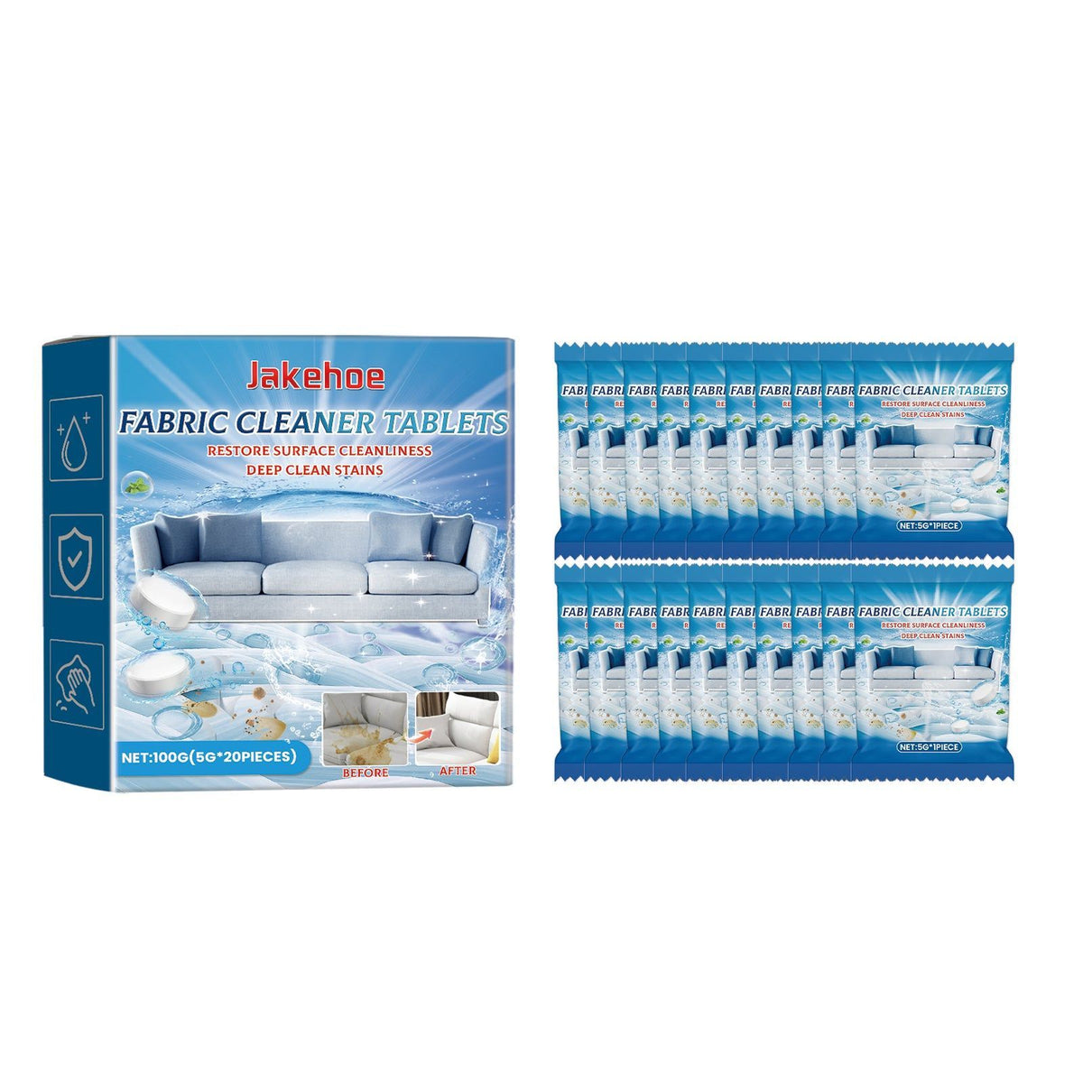 Deep Clean Fabric Cleaning Tablets, Eco-Friendly Sofa & Couch Stain Remover ,100g