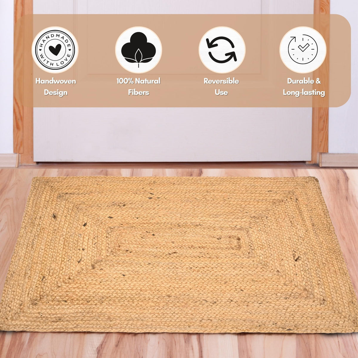Hand Woven Reversible Jute Burlap Cotton Rag