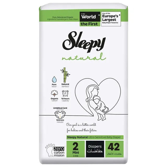 Sleepy - Natural Baby Diapers - Size 2 - 3-6 kg - 42 Diapers