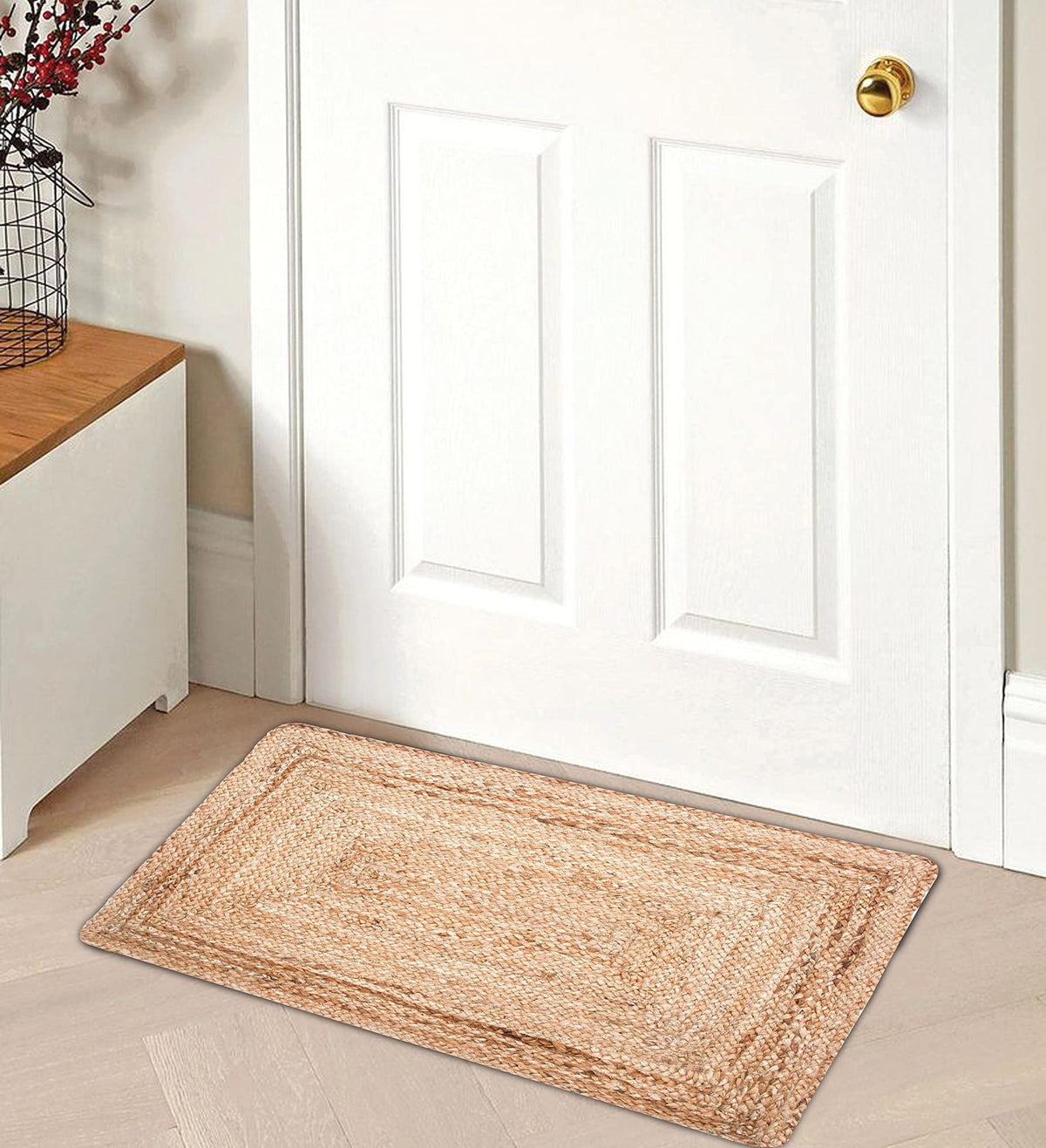 Jute Area Natural Hand Made Braided Reversible Rug 2x3