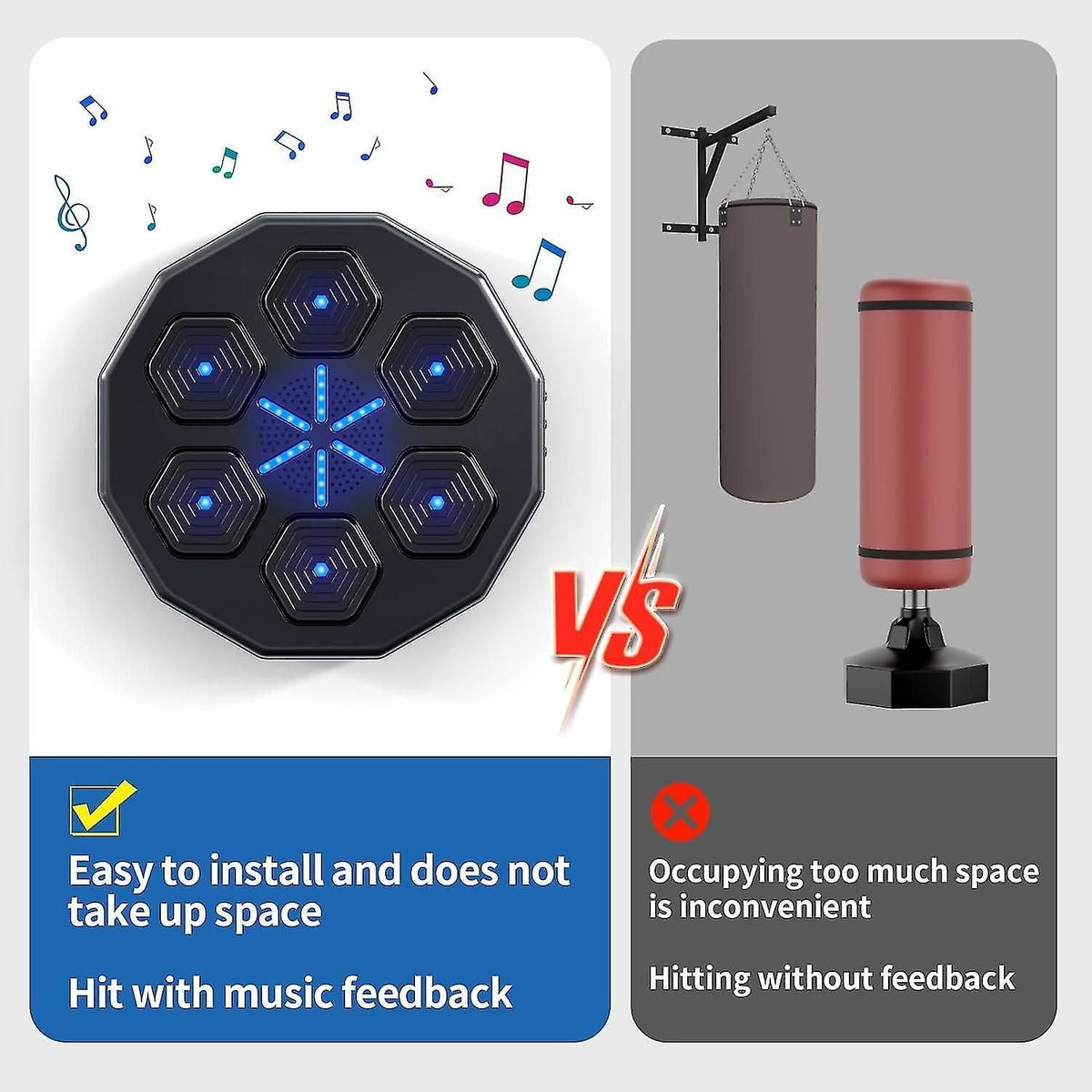 Smart Music Boxing Machinewall Mounted Boxing Game,electronic Boxing Pad With Backlightportable Workout Equipment Improve Hand-eye Coordination And Re zxin