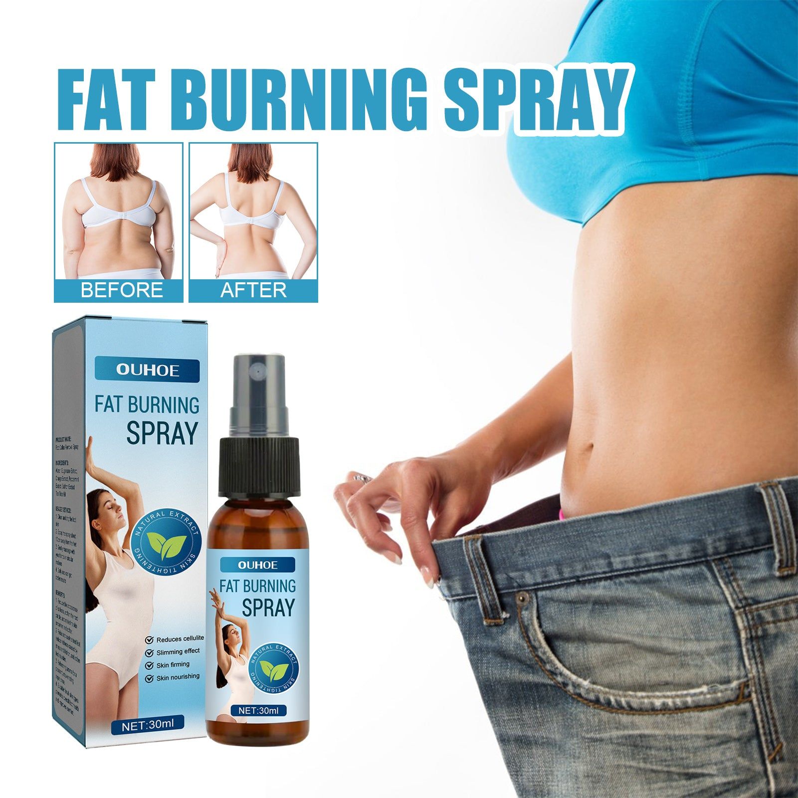 Body Sculpting Spray, Slimming and Firming Skin, Fat Burner, Weight Loss, Natural Plant Extracts ,30ml