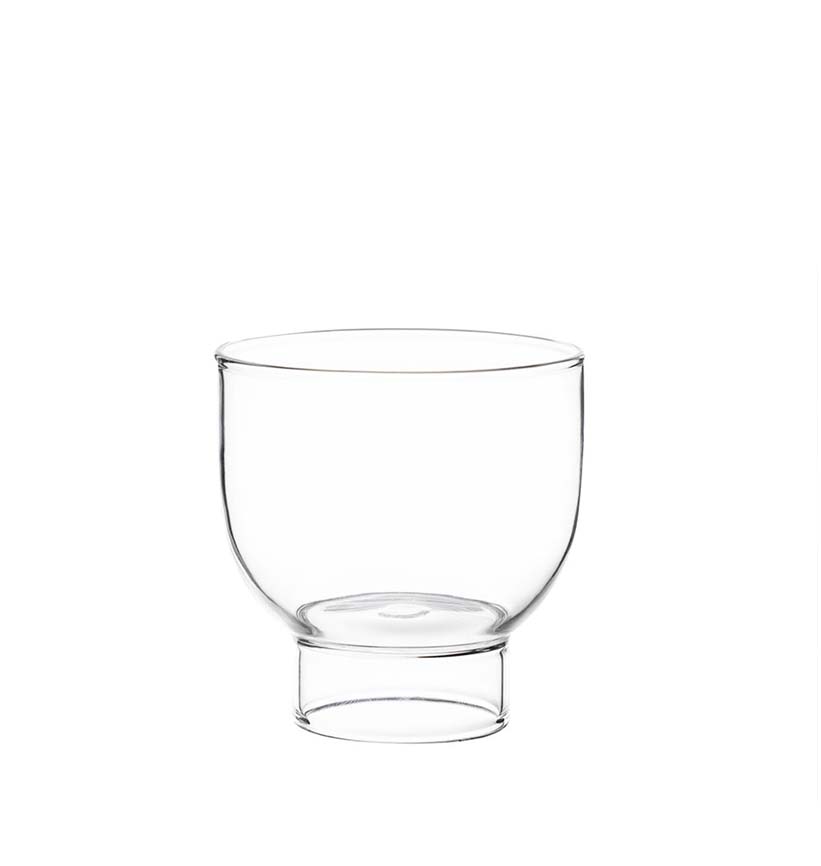 Modern Low-Profile Glass Pedestal Cup - Short Geometric Glass