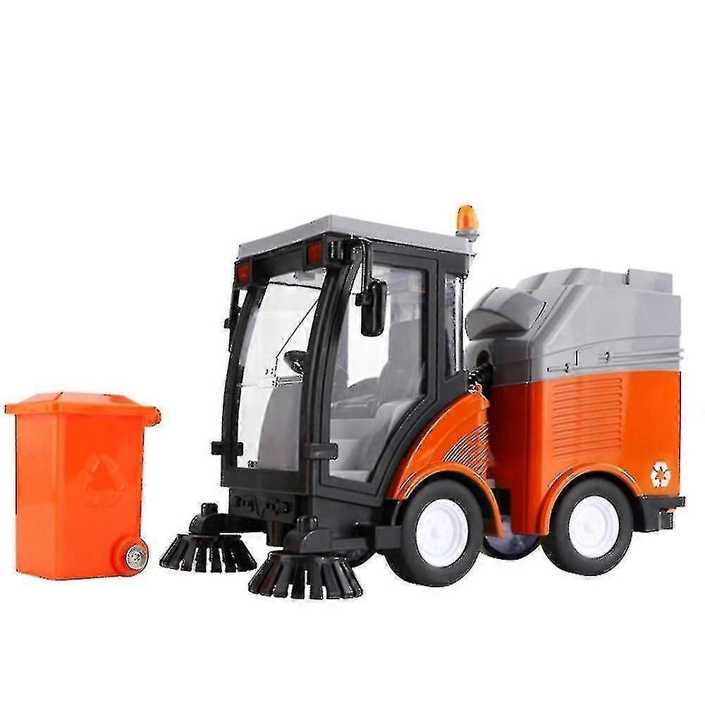 Simulation Road Sweeper Car Toy Garbage Truck Sanitation Disposal Streetcar Model Light Music Pull-back Vehicle Toy