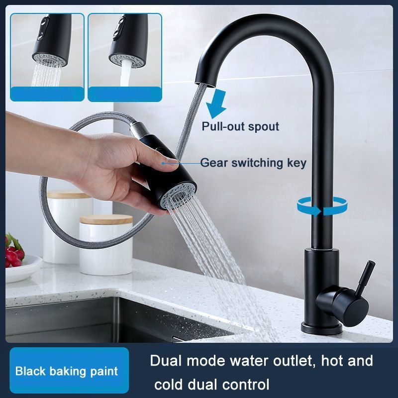 Stainless Steel Kitchen Pull-out Faucet,Spec: CLH002 Black CLH002 Black