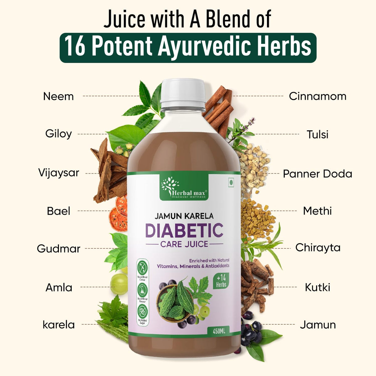 Herbal max Diabetic Care karela jammun 450 ml