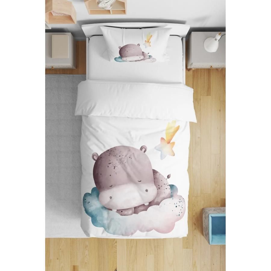 Baby Hippo Printed Duvet Cover Set For Baby
