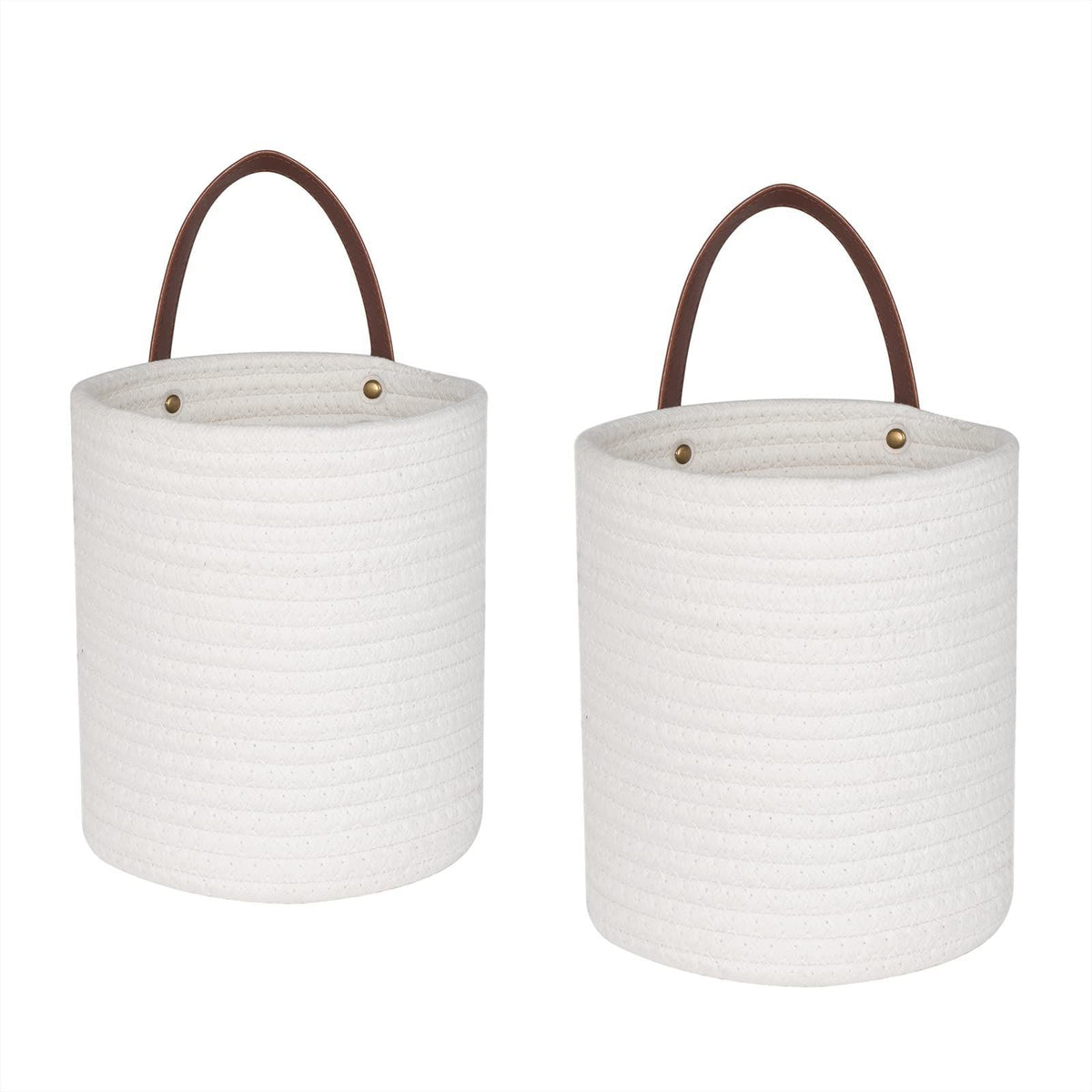 2 Pack Wall Closet Hanging Cotton Rope Storage Baskets